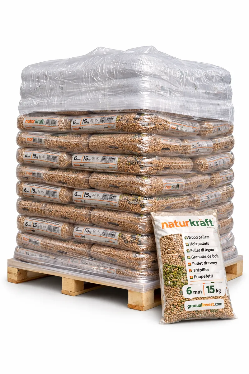 Naturkraft Holzpellets 6mm – 990kg Palette Naturkraft Holzpellets 6mm 15kg Palette 990kg