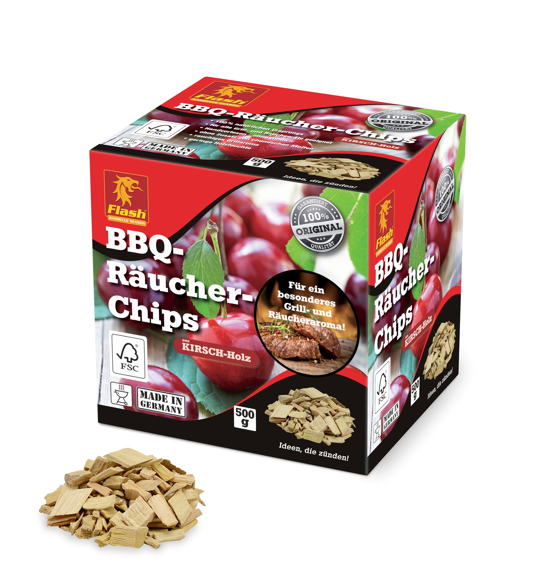 FLASH BBQ Räucher-Chips Kirsche 500g