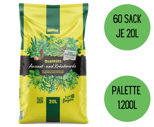 Höfter Premium Aussaat- & Kräutererde - 20l Palette mit 60 Sack 1.200l