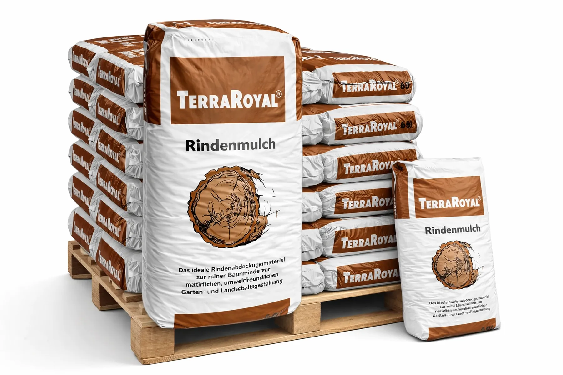 TerraRoyal Rindenmulch 60L Sack – natürlicher Mulch für Garten und Beete TerraRoyal Rindenmulch 60 Liter Sack hochwertiger Rindenmulch für Gartenbeete