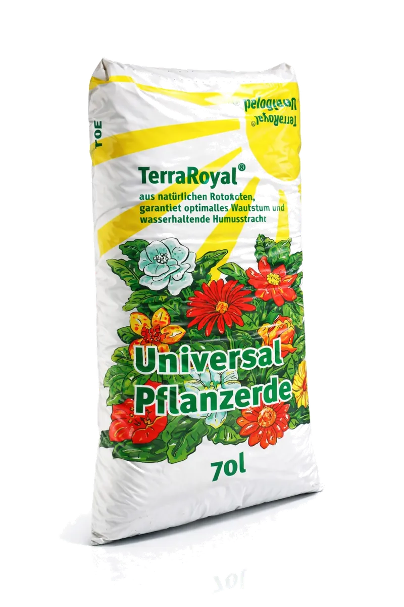 TerraRoyal Universal Pflanzerde 70L – Qualitäts-Blumenerde für kräftiges Pflanzenwachstum TerraRoyal Universal Pflanzerde 70 Liter – hochwertige Blumenerde für Garten, Balkon und Pflanzen