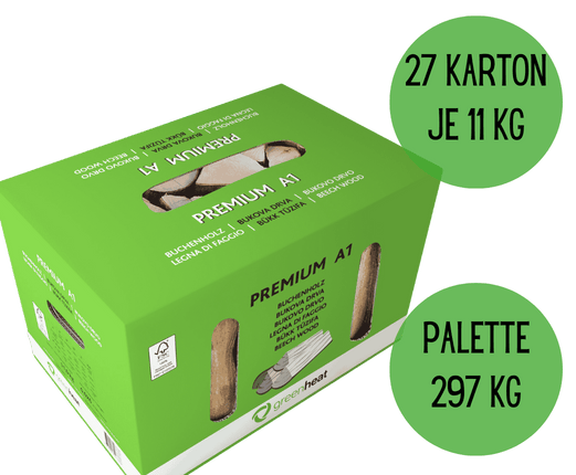 11kg Premium Kaminholz Buche 25cm im Karton - 297kg