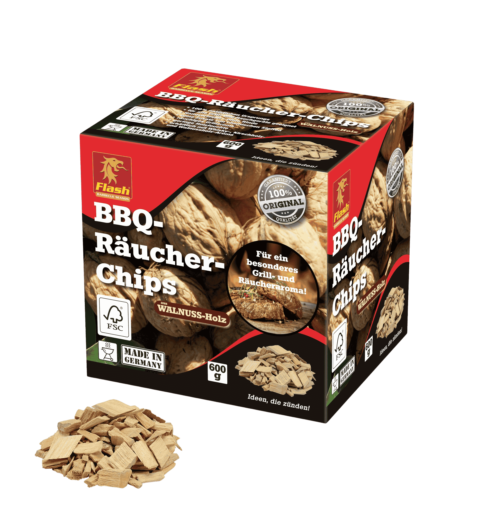 FLASH BBQ Räucher-Chips Walnuss 600g FLASH BBQ Räucher-Chips Walnuss 600g