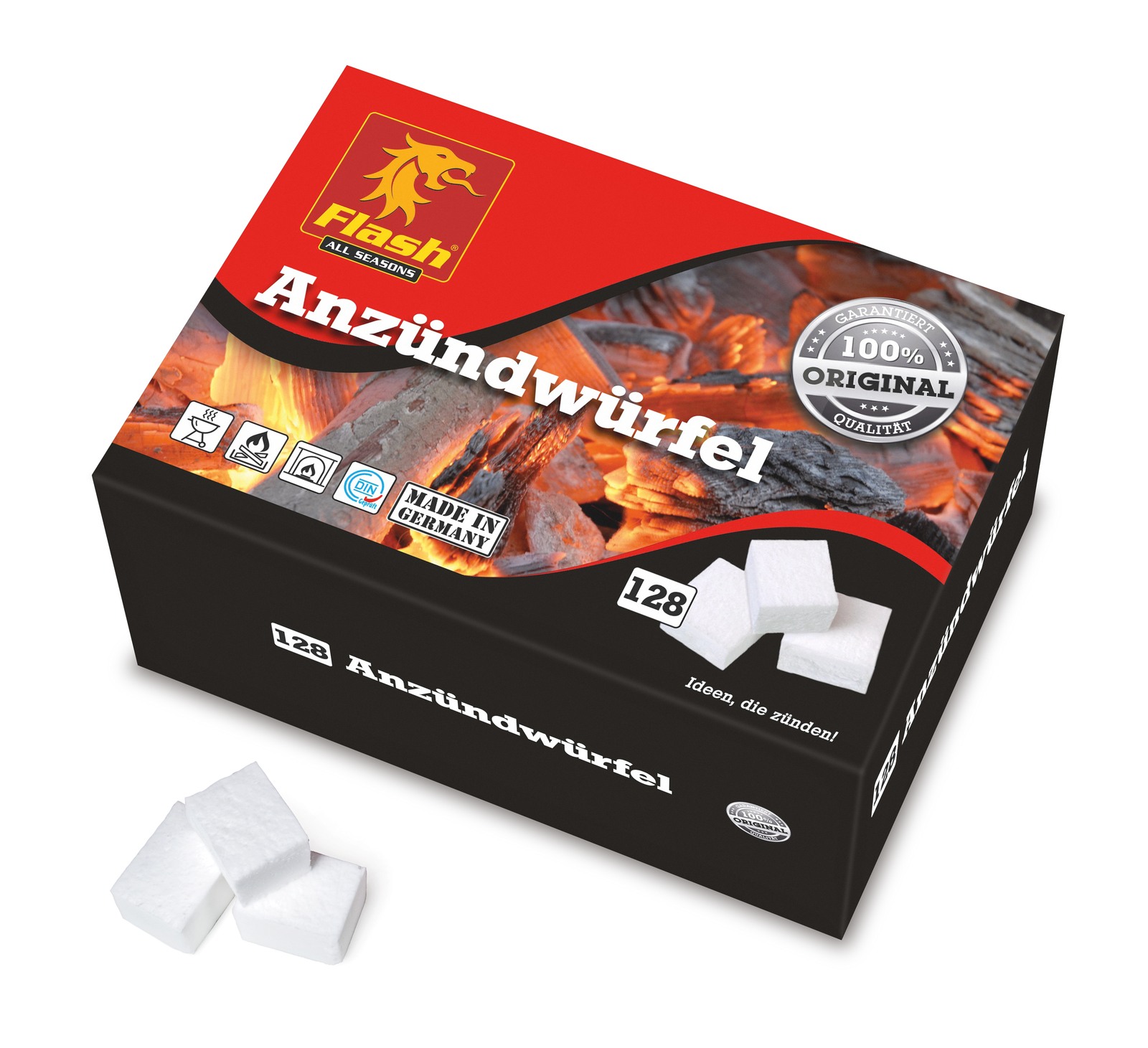 FLASH Anzünder Praffinbasis 128 Würfel