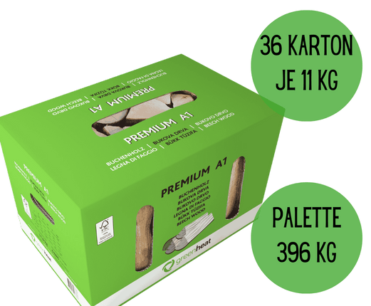 11kg Premium Kaminholz Buche 25cm im Karton - 396kg