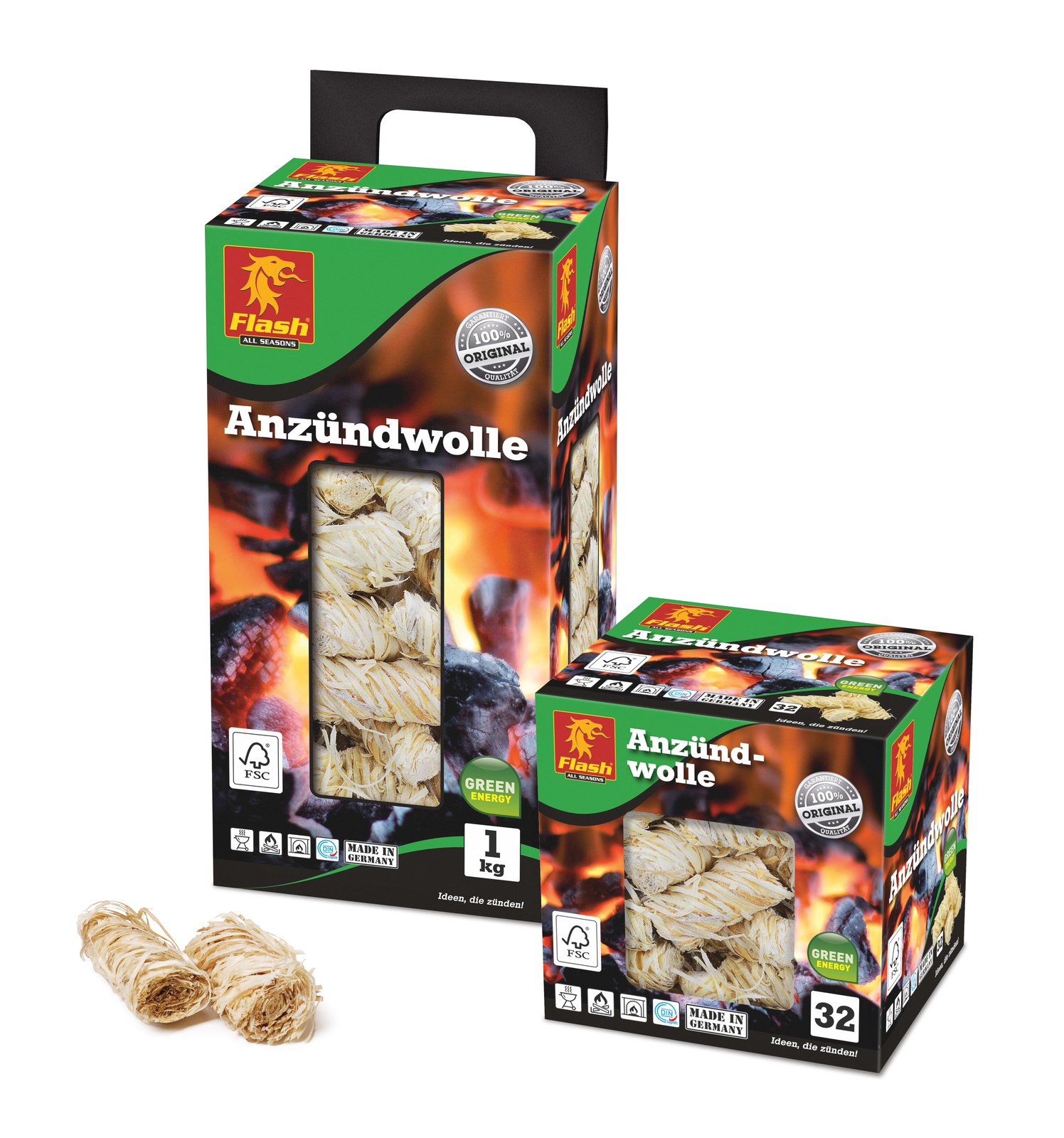 FLASH Anzündwolle 1kg Box