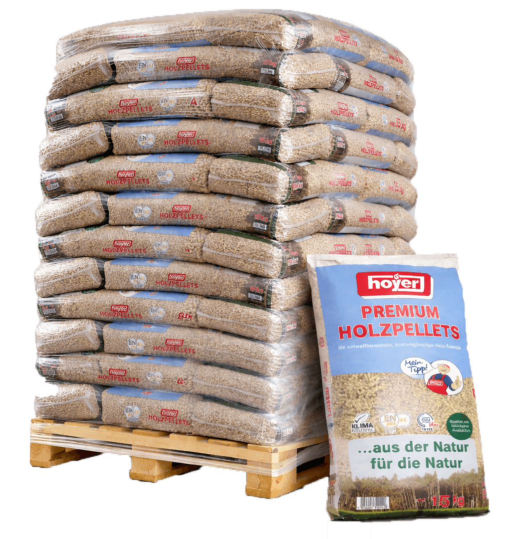 Hoyer Holzpellets 15kg Palette kaufen Hoyer Premium Holzpellets ENplus A1 15kg Palette Produktbild